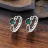 Men's Sterling Green Cubic Zirconia Inlay Hoop Earrings