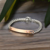 Bracelet couple personnalisable gourmette chaine acier zirconium