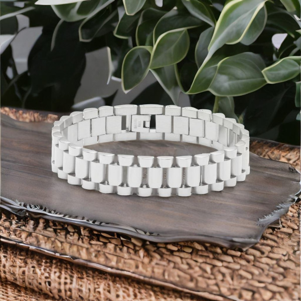 Bracciale da uomo a catena in acciaio inossidabile finitura lucida