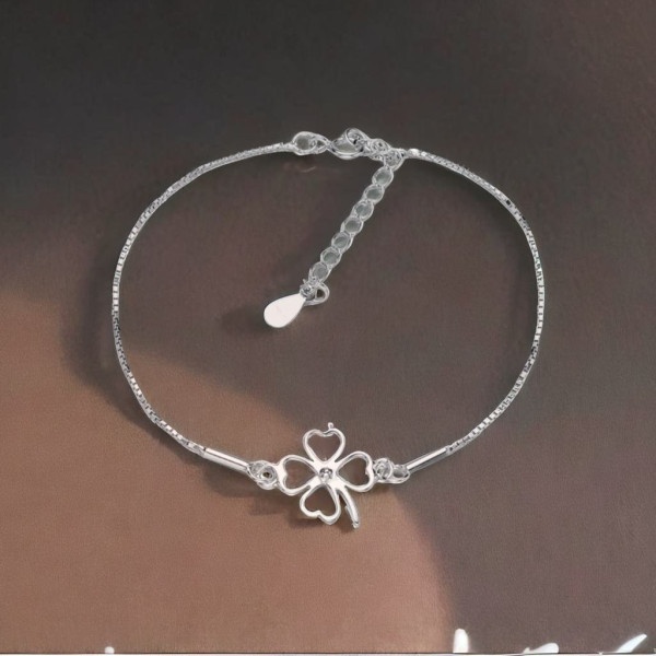 Bracelet Femme Argent 925 - Trèfle à 4 Feuilles - Réglable Avec Perles - Cadeau élégant En Argent/or/or Rose