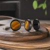 Men's Black Stainless Steel Stud Earrings turquoise Inlay - pair