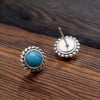 Boucles d'oeilles homme clous argent pierre turquoise