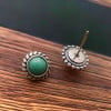 Boucles d'oeilles homme clous argent pierre turquoise