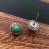 Pendientes de hombre de plata con piedra turquesa