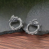 Silver dragon hoop earrings for men and women zodiac