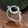 Open ring knight silver resin black roman numeral
