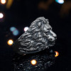 Anello da motociclista cavaliere in argento da uomo con testa di leone