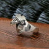 Bague argent homme casque chevalier medieval croix