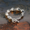 Pulsera de calavera de motociclista con calavera de plata maciza para hombre