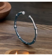 Sterling silver bracelet with bamboo design bangle for men and women