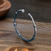 Sterling silver bracelet with bamboo design bangle for men and women