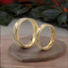 Gold Plated Stainless Steel Brush Finished Grooved Custom Engraving Ring