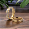 Gold Plated Stainless Steel Brush Finished Grooved Custom Engraving Ring