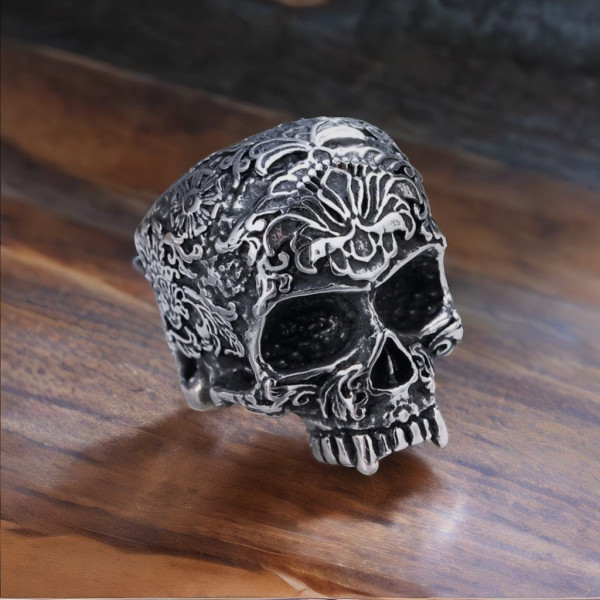 Anello teschio in acciaio da uomo