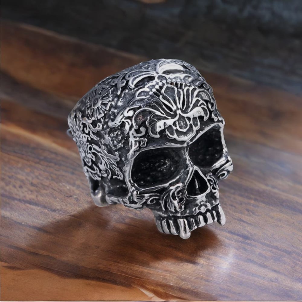 Men's stainless steel skull ring