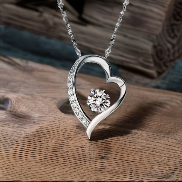 Ciondolo collana cuore in argento zirconio