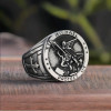 Saint michael knightly protection steel men's ring