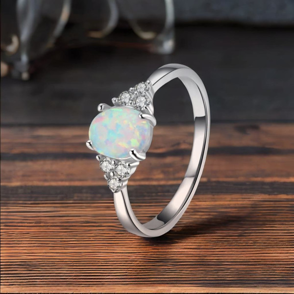 Sterling silver ring with opal stone sales