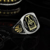 Men's Gold Plated Freemasonry Sterling Silver Signet Ring
