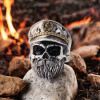 Open silver ring knight man bearded skull in hat