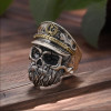 Open silver ring knight man bearded skull in hat