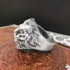 Men's silver open knight lion ring