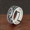 Men's open silver ring zirconia eye of god