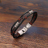 Pulsera de cuero multicordón para hombre con decoración celta