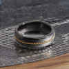 Bague ceramique dome ligne acier dore