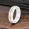 Bague ceramique dome ligne acier dore