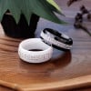 Bague ceramique noire femme multi-facette ligne zirconium