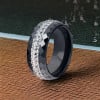Bague ceramique noire femme multi-facette ligne zirconium