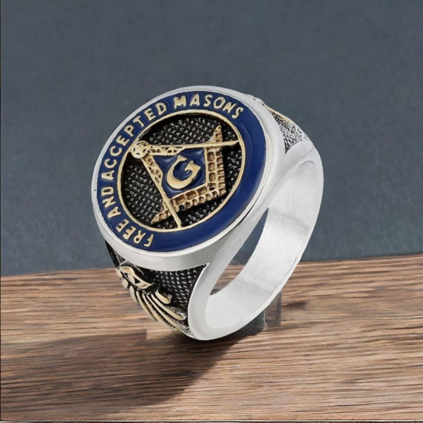 Anello da uomo in acciaio cavalleresco della Massoneria