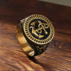 Men's steel knight ring, Celtic viking marine anchor