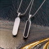 Collana con ciondolo personalizzato uomo donna coppia barra resina acciaio nero personalizzabile