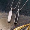 Stainless steel couple bar black resin necklace pendant custom engraving