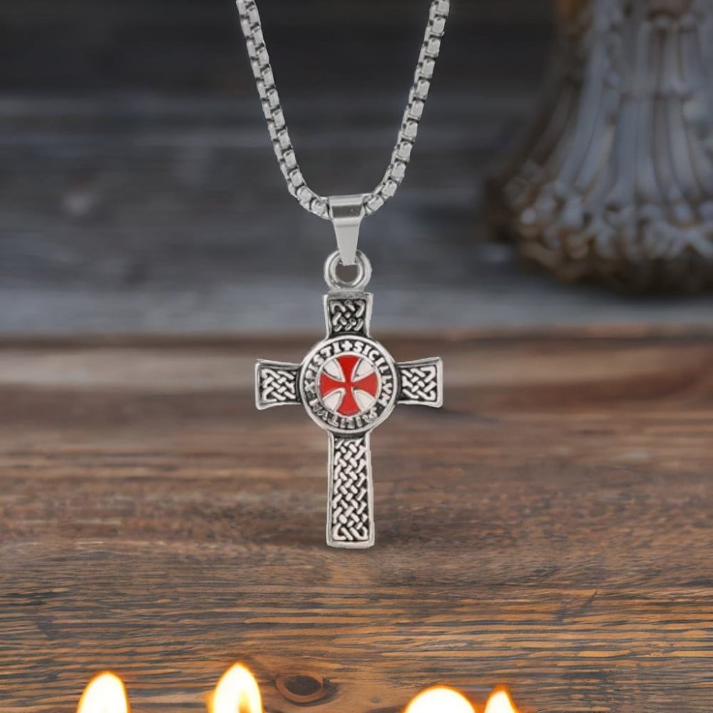 Pendentif homme croix celtique acier finition polie