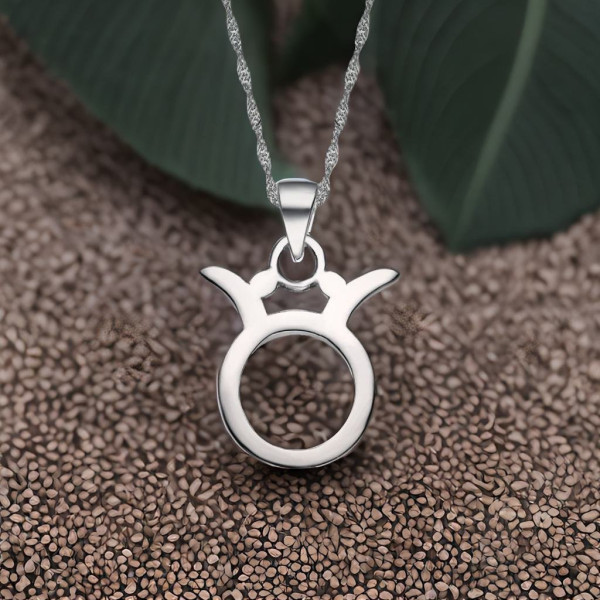 Sterling Silver Taurus zodiac pendant necklace 2593