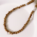AAA quality wood and freshwater pearl necklace with laminated gold clasp