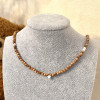 Collar de madera de calidad AAA y perlas de agua dulce con cierre de oro laminado