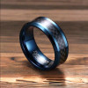Men's customizable carbon fiber blue tungsten ring