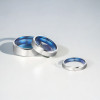 Personalized blue brush band titanium men's ring
