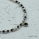 Black onyx freshwater pearl necklace with laminated gold clasp