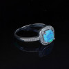 Rhodium Plated Sterling Silver Opal ZIrconia Inlay Ring