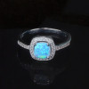 Zilveren rhodium opaal zirkonium pave ring voor dames