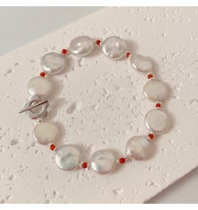 Bracelet perles eau douce baroque 12mm fermoir T argent