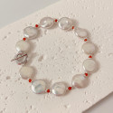 Baroque freshwater pearl bracelet 12mm silver T clasp
