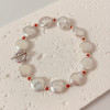 Bracciale con perle d'acqua dolce barocche, chiusura a T in argento da 12 mm