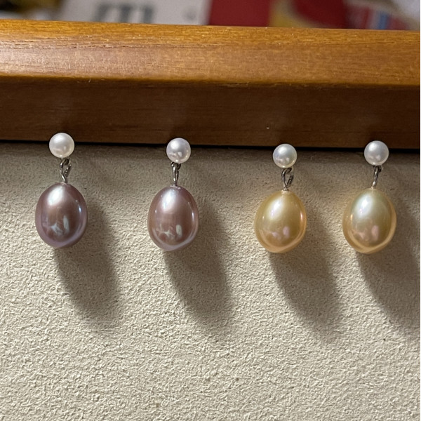 Orecchini pendenti con perle d'acqua dolce da 8 mm
