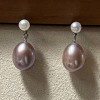 Pendientes colgantes de perlas de agua dulce de 8 mm